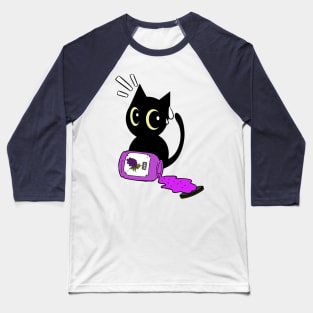 Naughty black cat Spills a jar of grape jam! Baseball T-Shirt